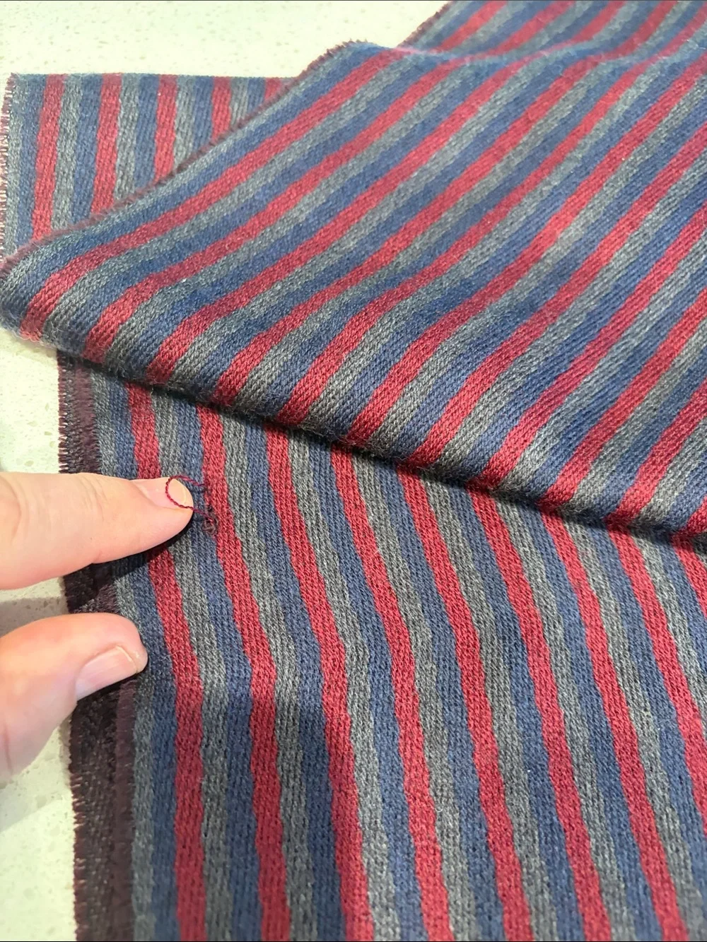 Hugo Boss Striped Wool Scarf in Navy & Burgundy